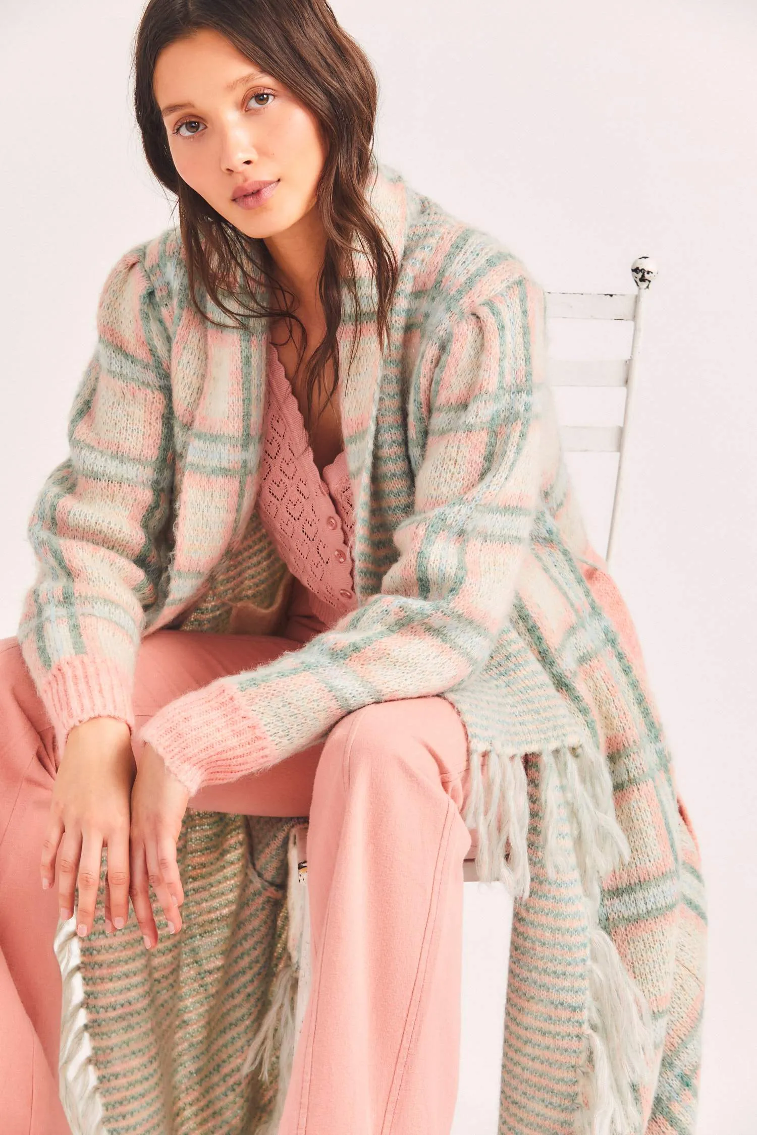 Avie Plaid Duster - Magnolia Pink Plaid