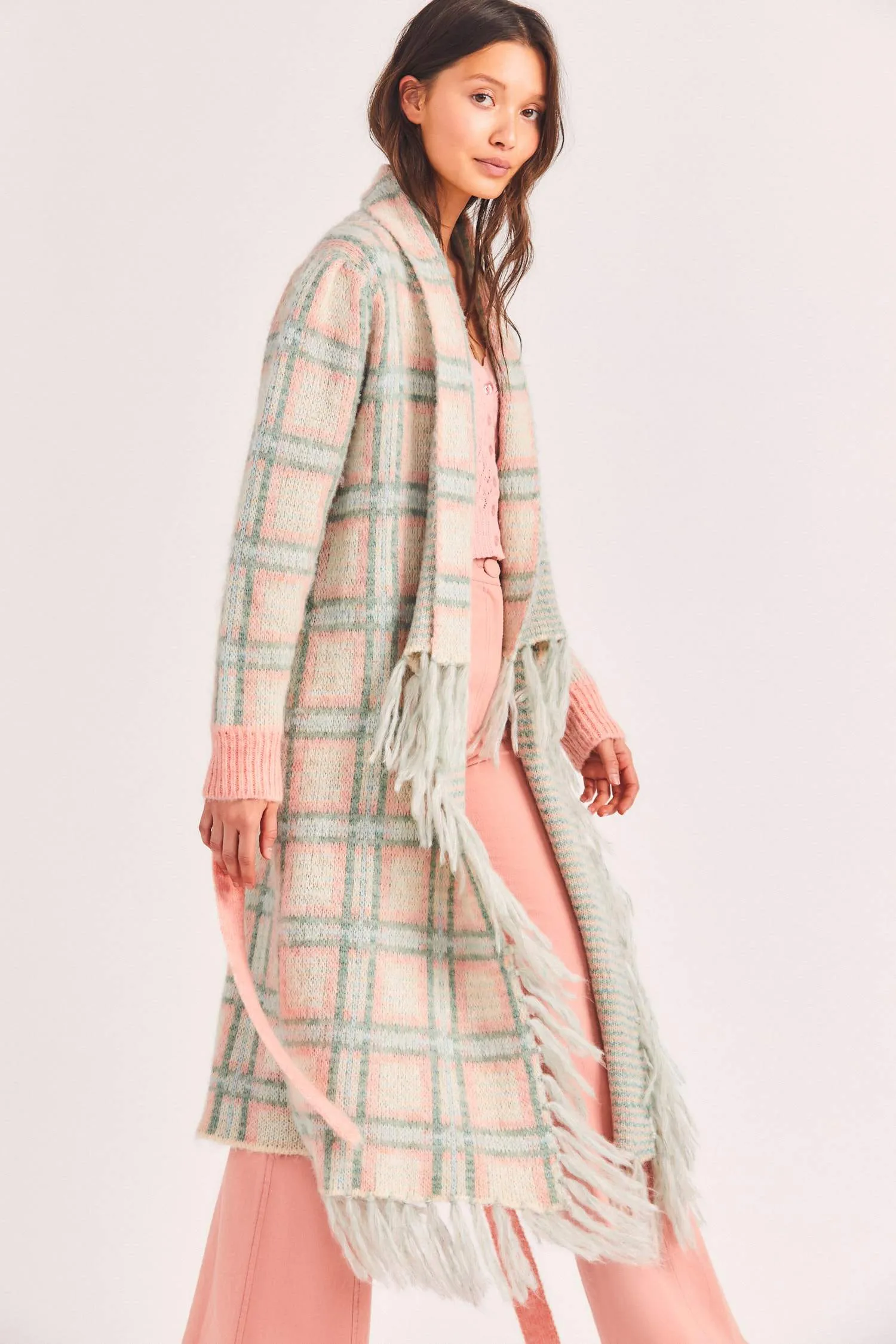 Avie Plaid Duster - Magnolia Pink Plaid