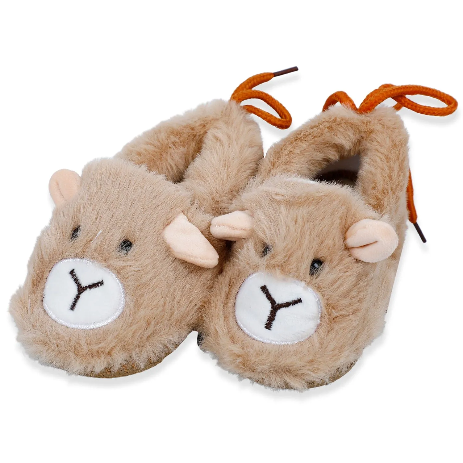 Baby Moo Furry Bear Warm And Cozy Anti Skid Booties - Brown