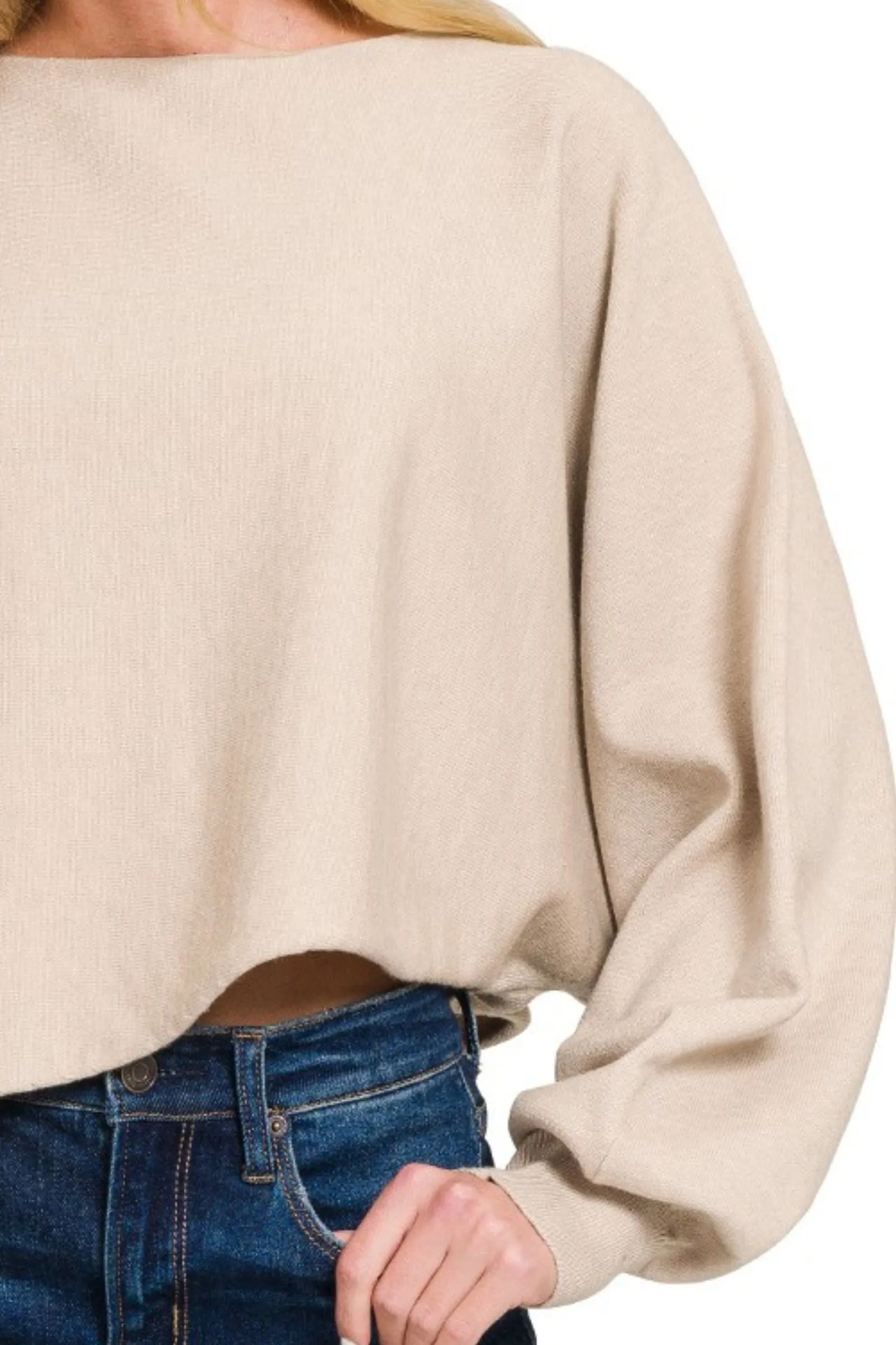 Beige Asymmetrical Sweater Top