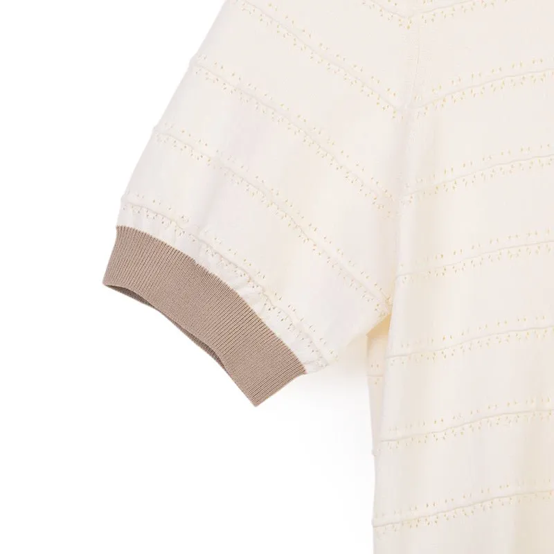 Beige Knitted Short Sleeve Sweater