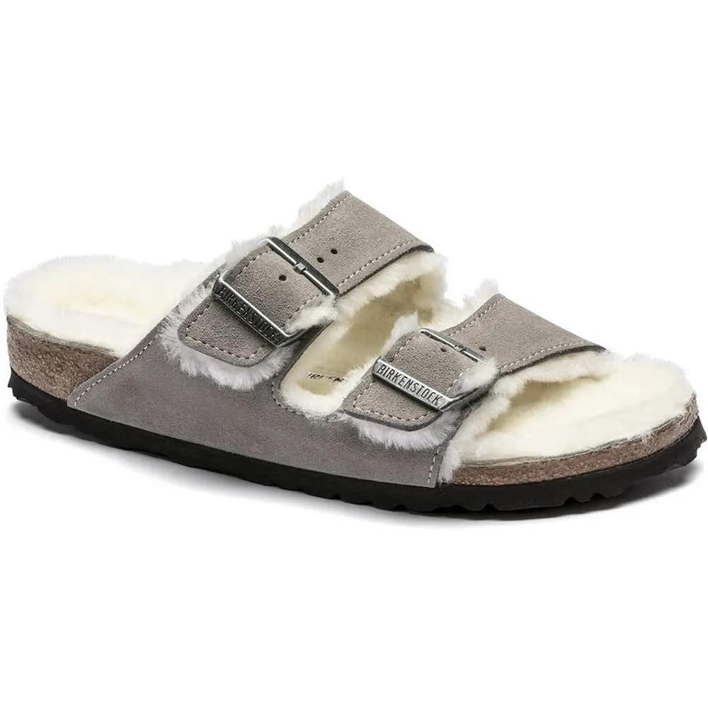 Birkenstock Arizona Shearling Sandals - Stone 1017402