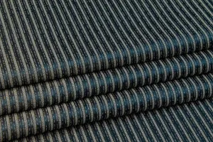 Blue Striped Metallic Brocade