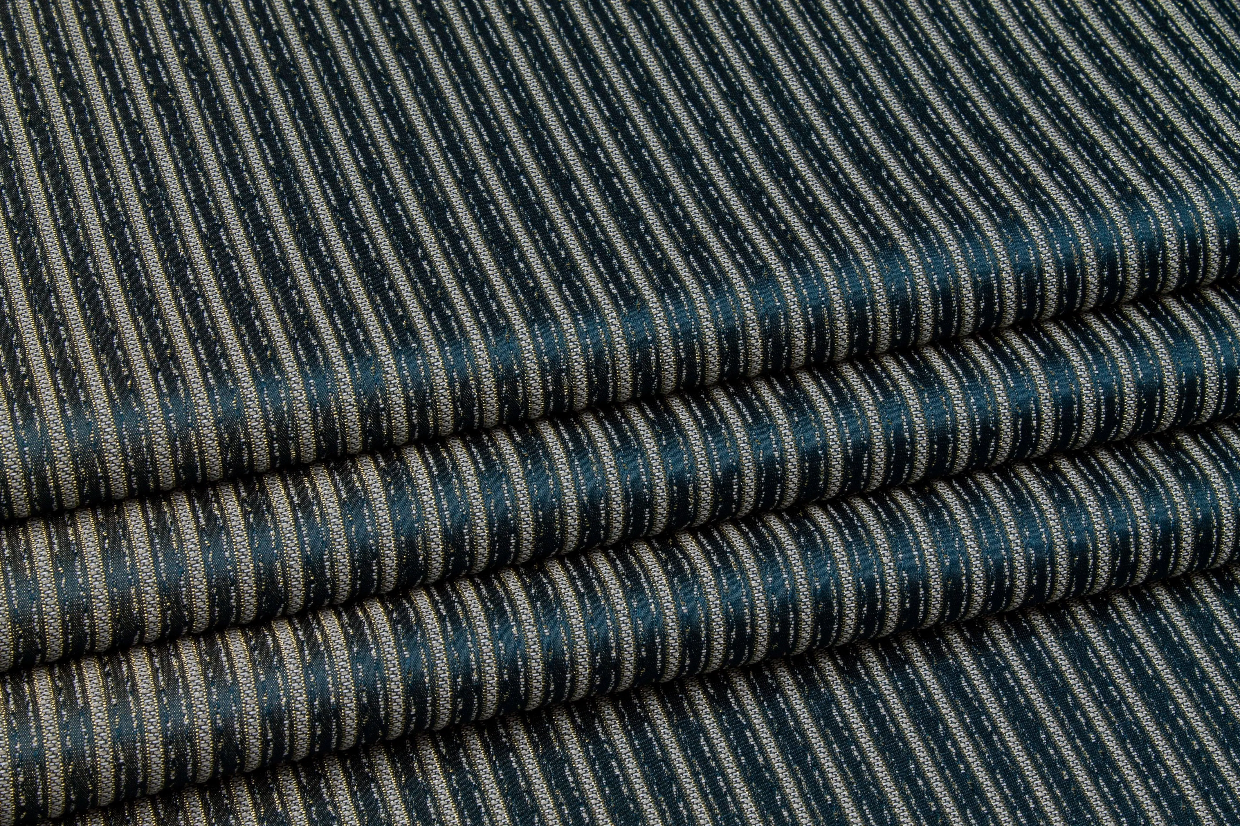 Blue Striped Metallic Brocade