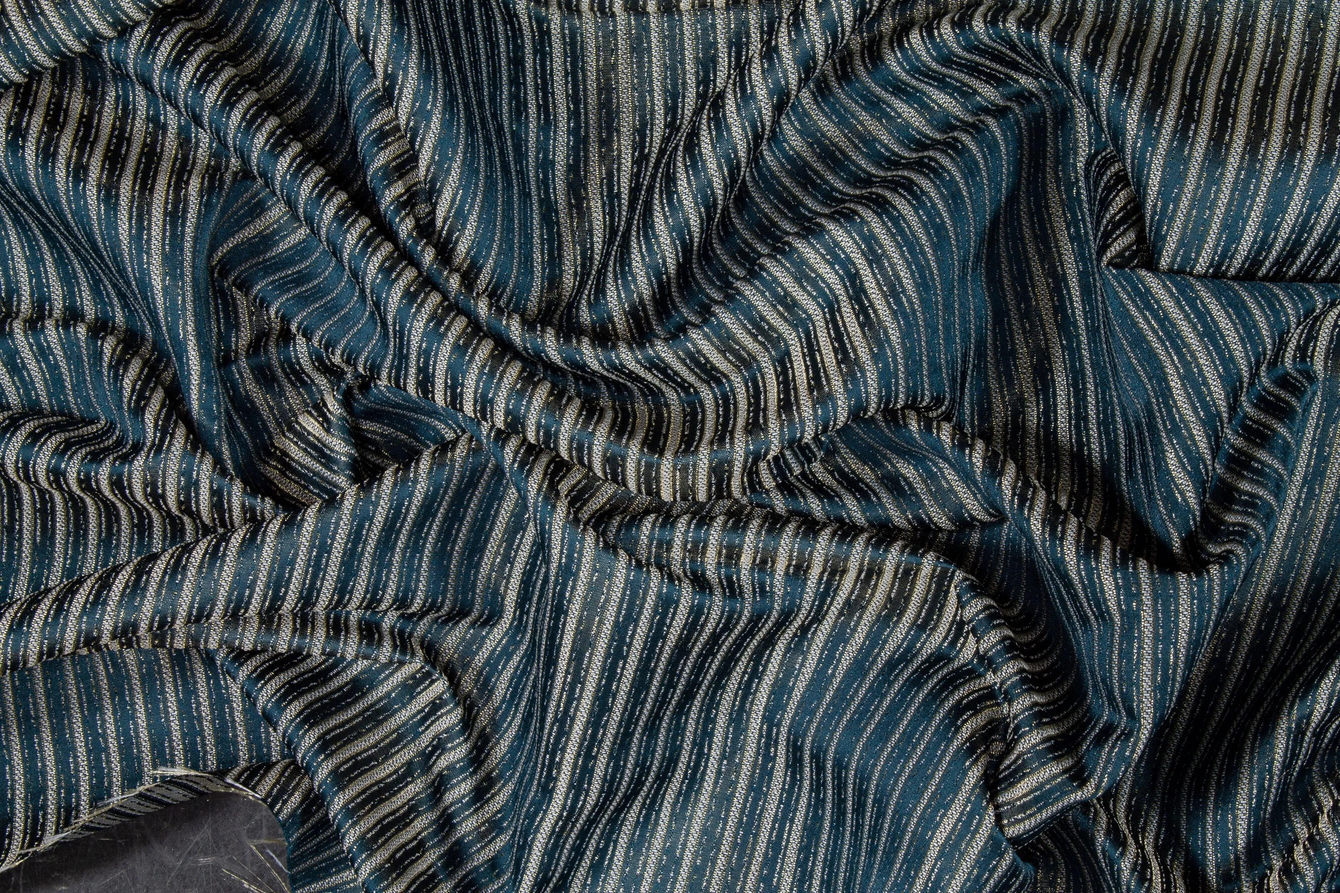 Blue Striped Metallic Brocade