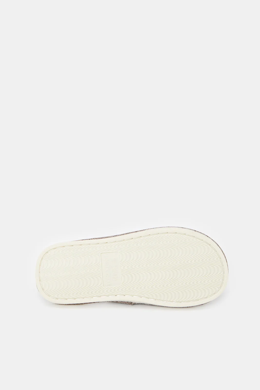 Boys Taupe Textured Mule Slippers