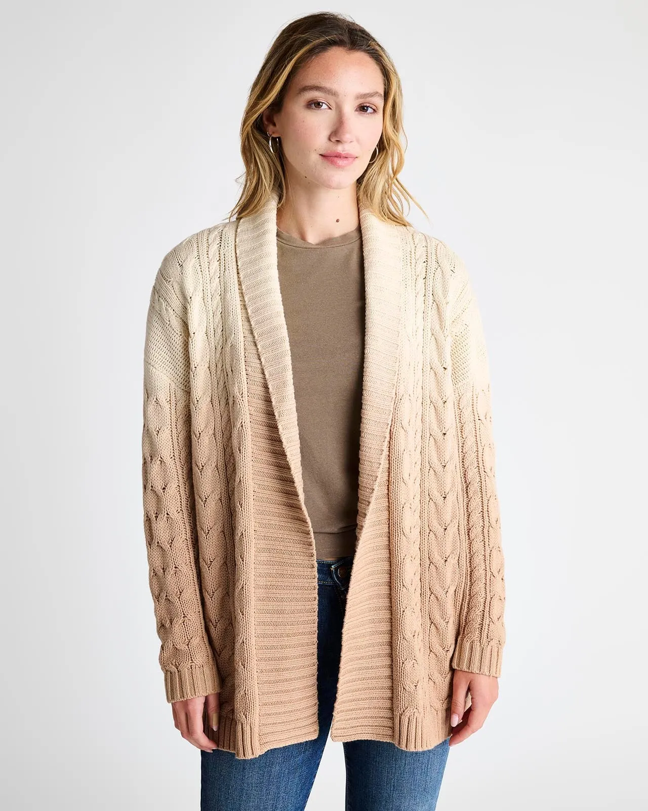 Dip Dye Cable Cardigan