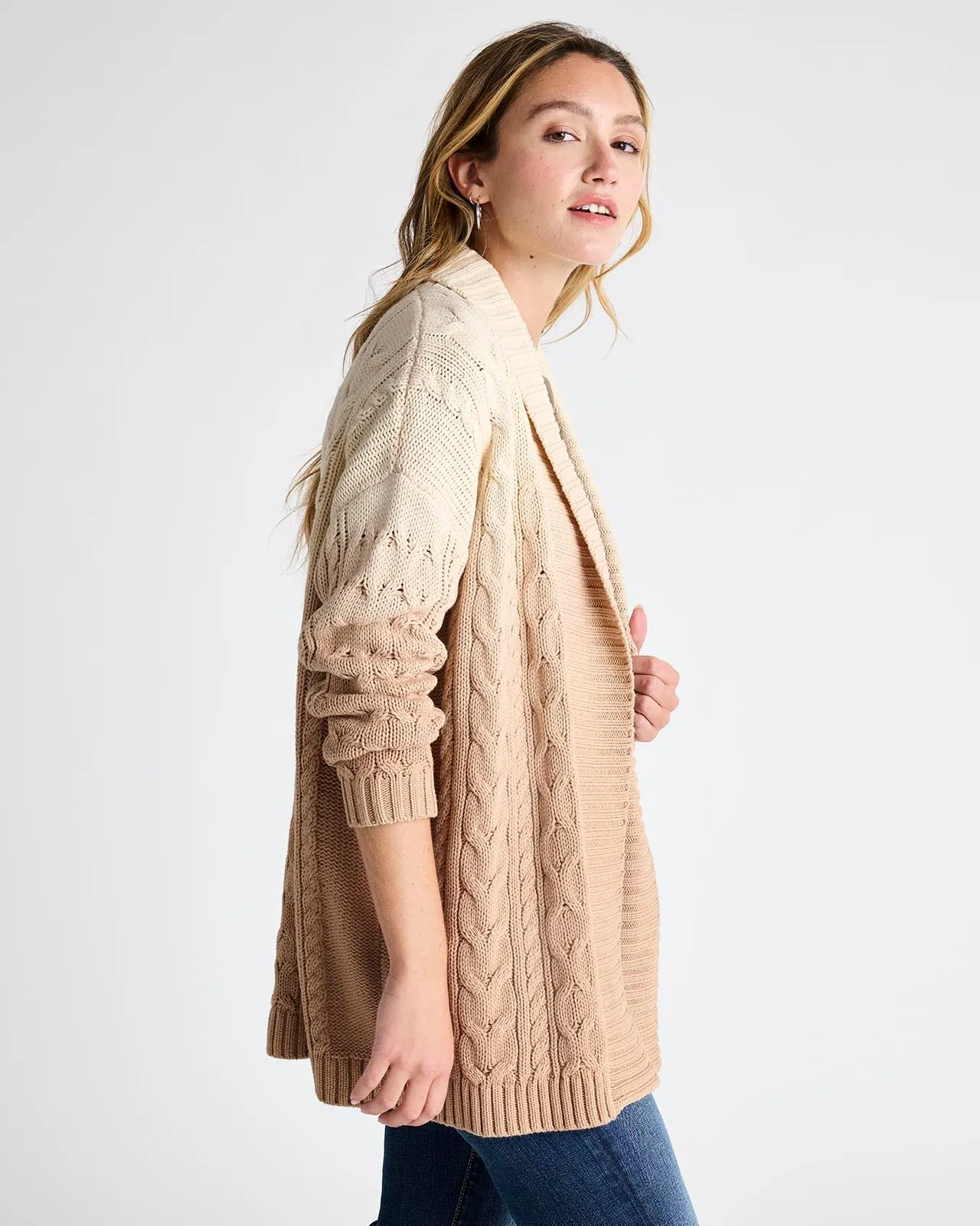 Dip Dye Cable Cardigan