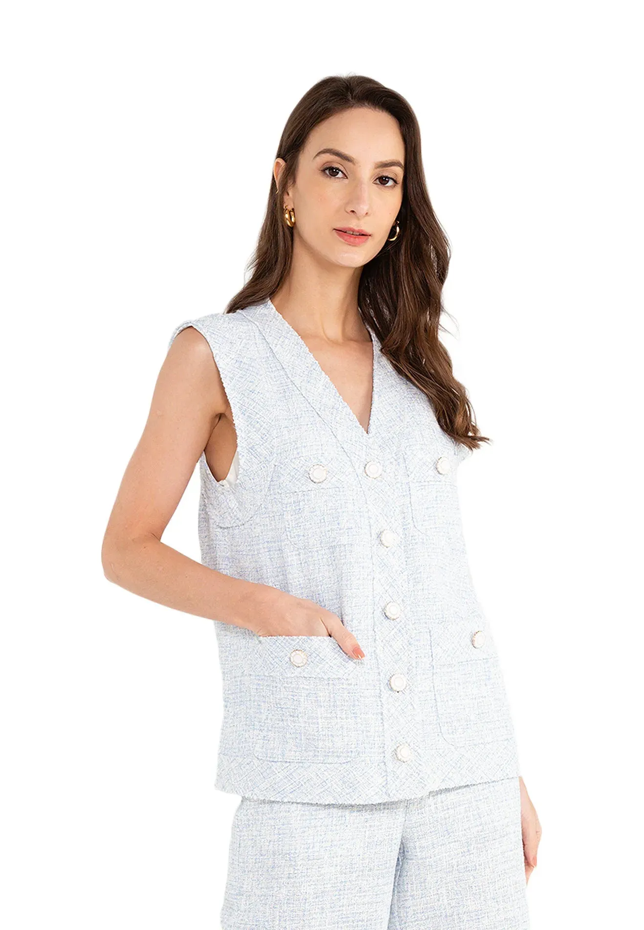 ELLE Apparel Sleeveless Tweed Vest