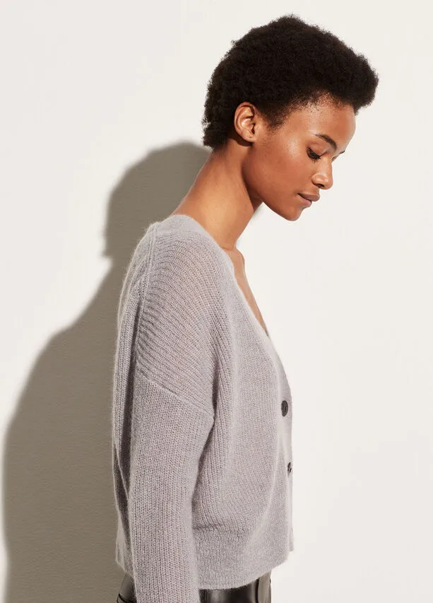 Featherweight Ribbed Cardigan - Stone Grey