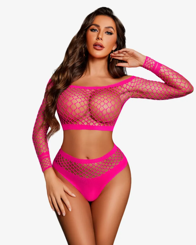 Fishnet Mesh 2 Piece Lingerie Set