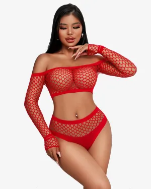 Fishnet Mesh 2 Piece Lingerie Set