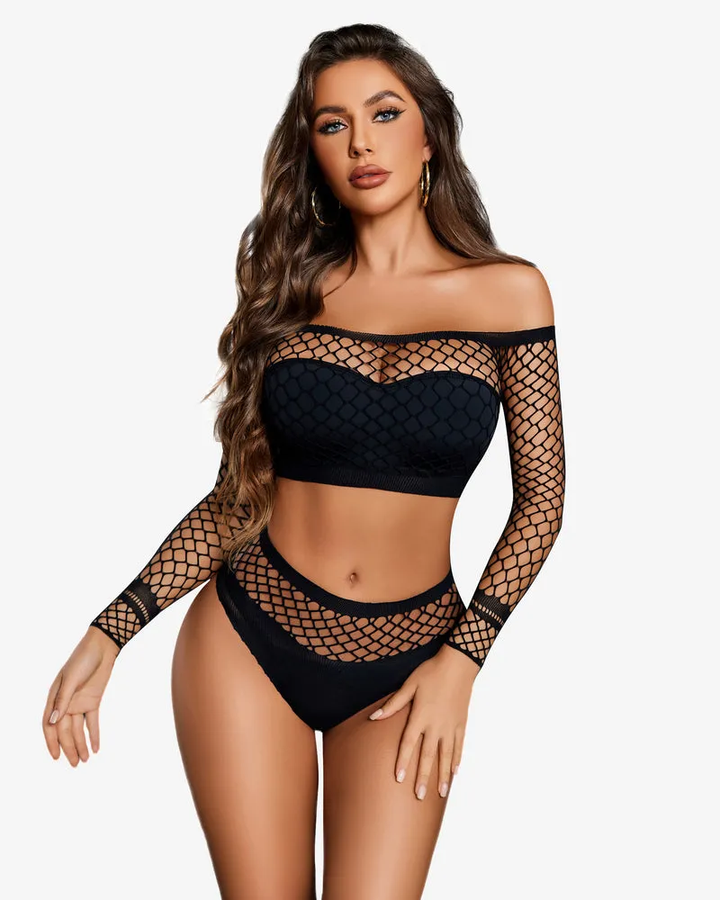 Fishnet Mesh 2 Piece Lingerie Set