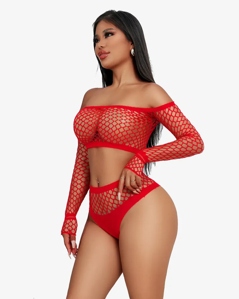 Fishnet Mesh 2 Piece Lingerie Set