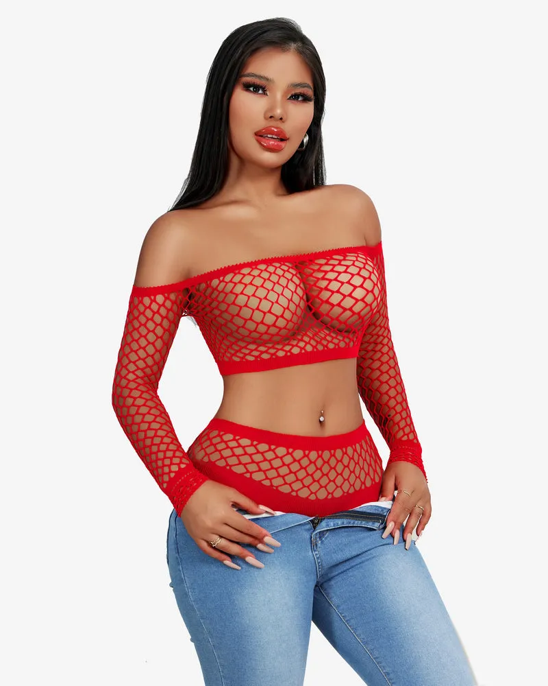 Fishnet Mesh 2 Piece Lingerie Set