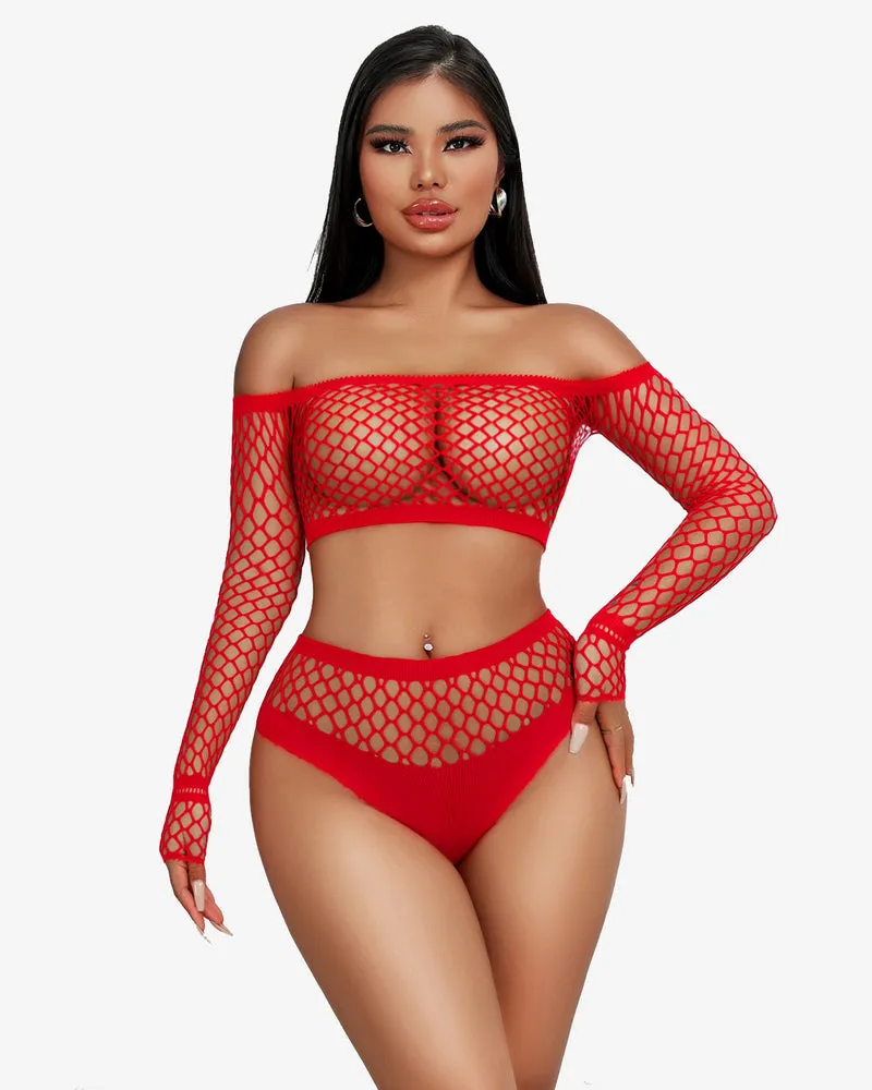 Fishnet Mesh 2 Piece Lingerie Set