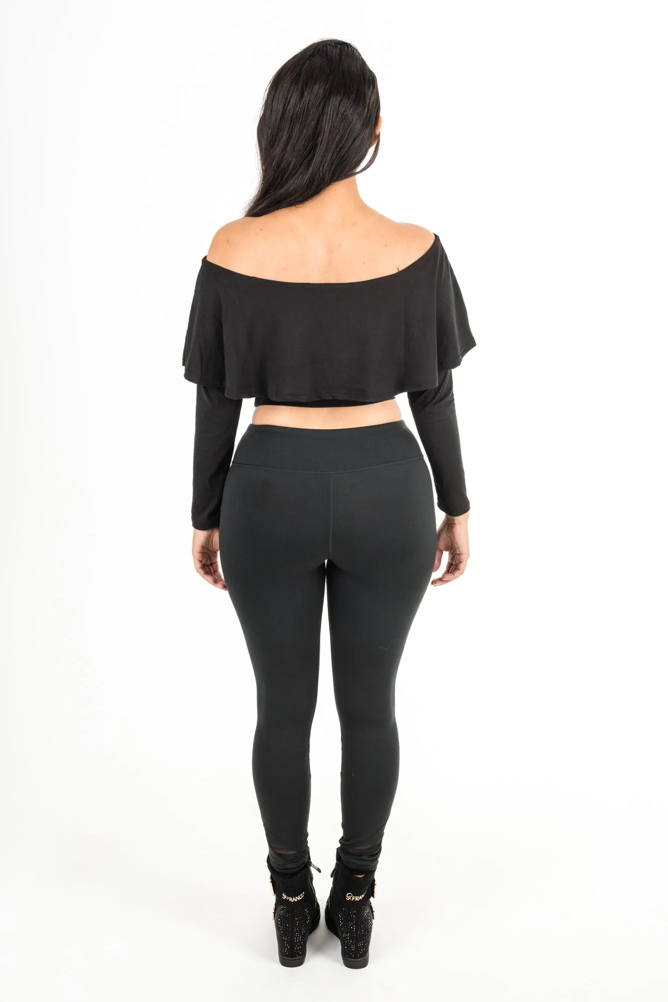 Long Sleeve Ruffled Crop Top (310AW)