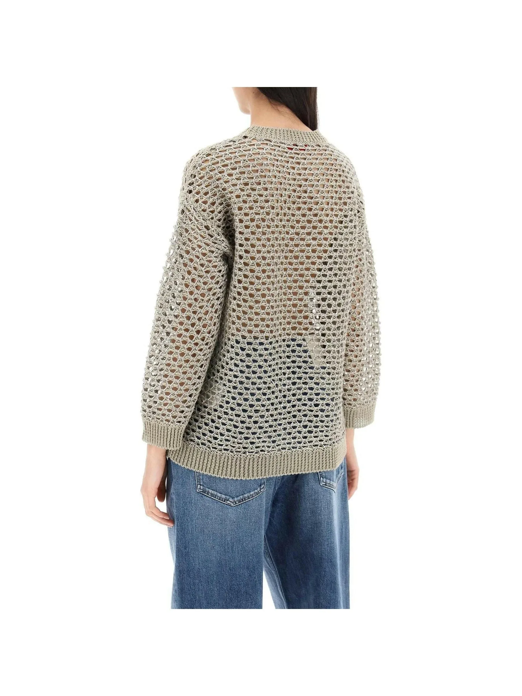 Lurex Mesh Open Knit Sweater