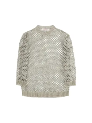 Lurex Mesh Open Knit Sweater