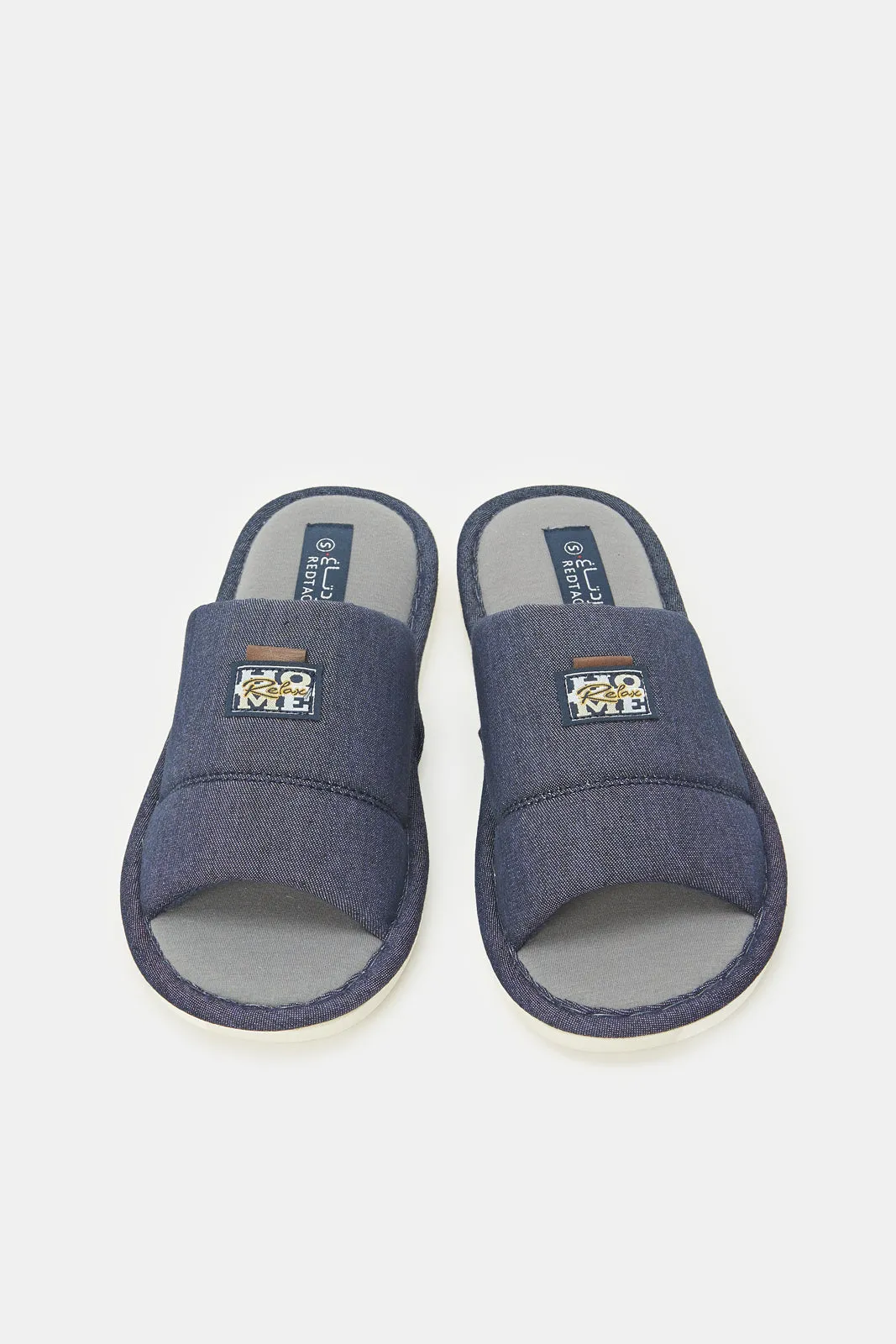 Men Navy Plain Textured Slipper