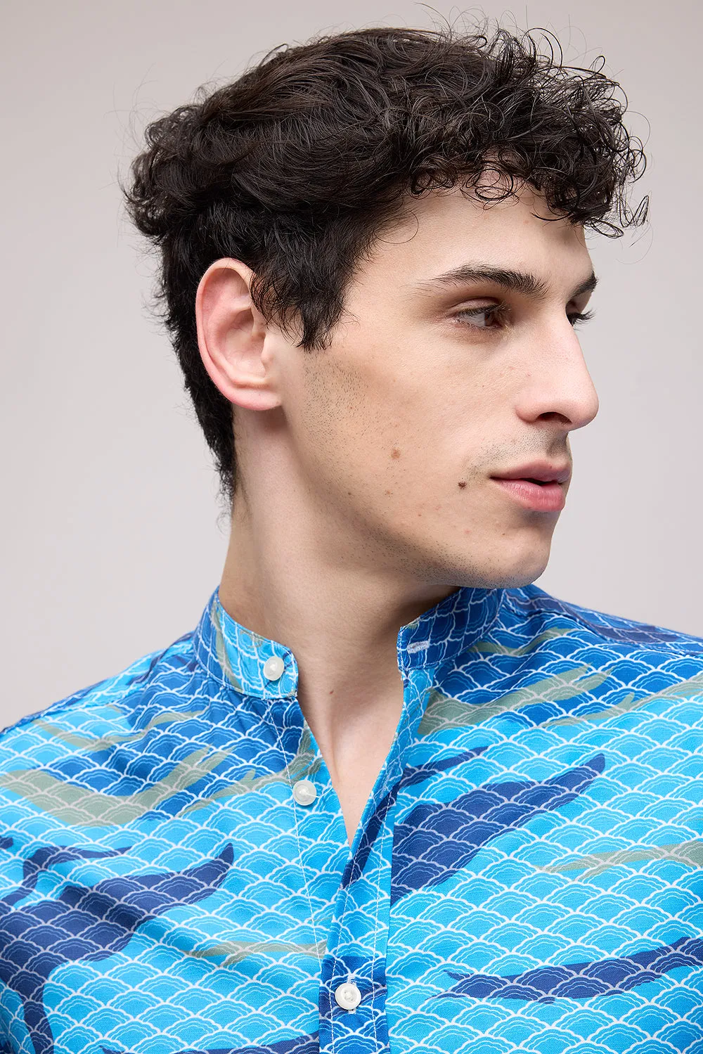 Men's Full Sleeve Aqua Shirt