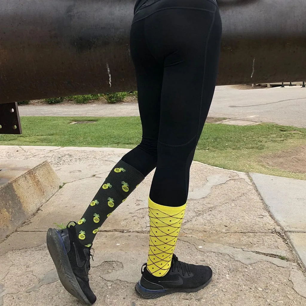 Mismatched: Pineapple Squad Compression Socks