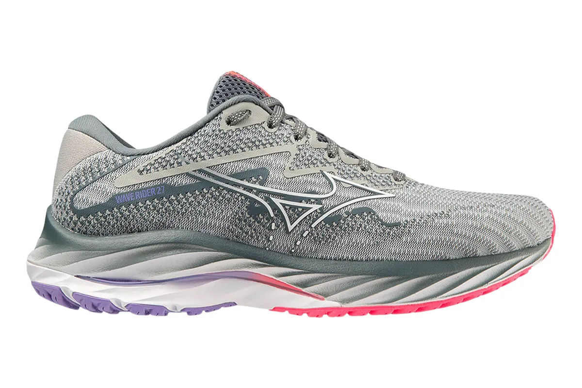 Mizuno Wave Rider 27 B Pearl Blue/White/High-Vis Pink Womens