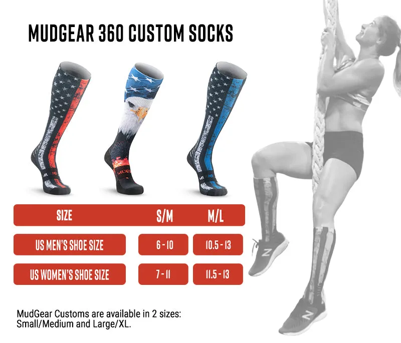 MudGear Custom First Responder Blue Line Compression Sock (1 pair)