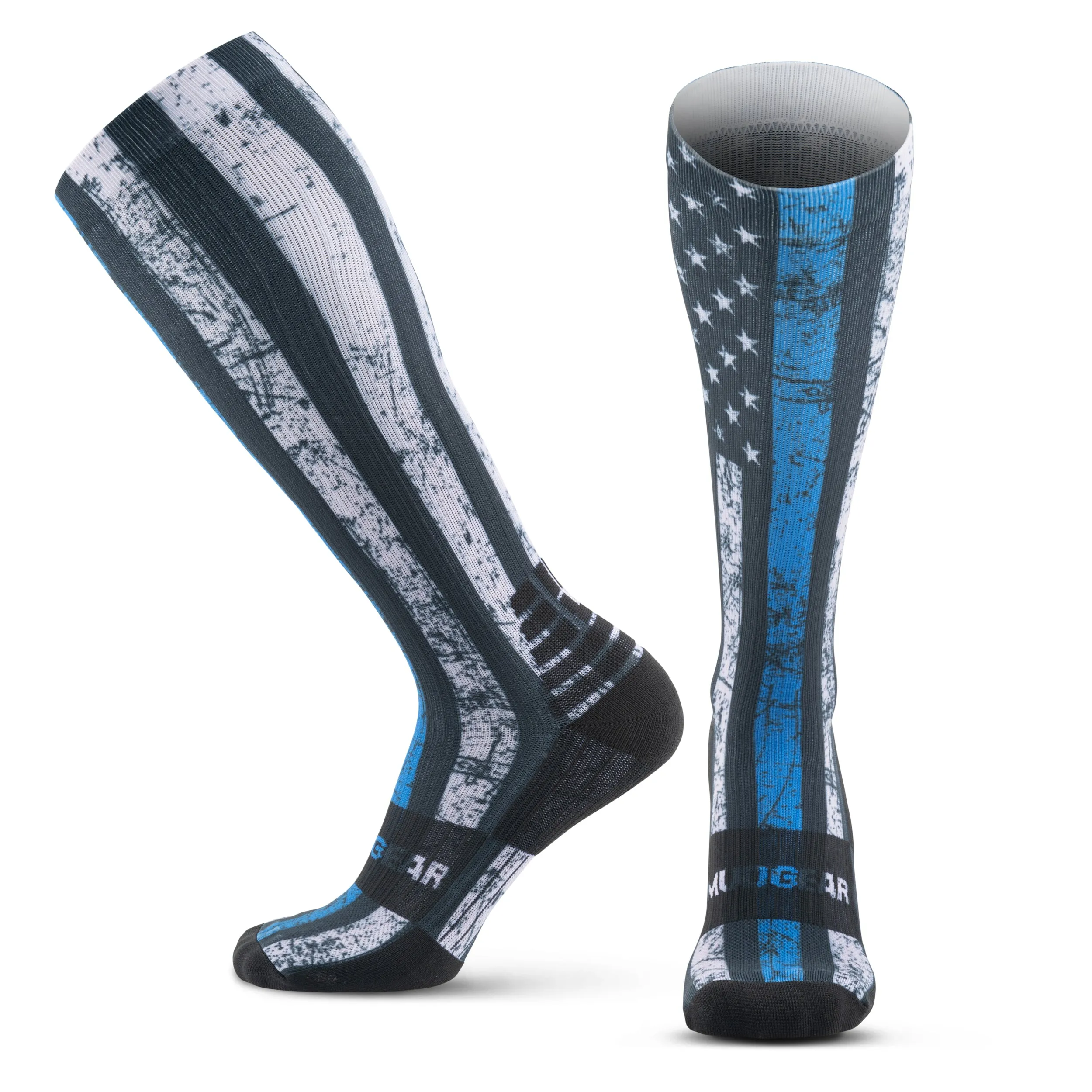 MudGear Custom First Responder Blue Line Compression Sock (1 pair)