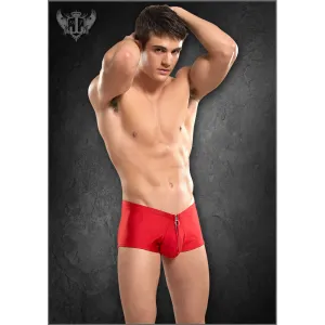 Nylon Spandex Zipper Short Red S/M