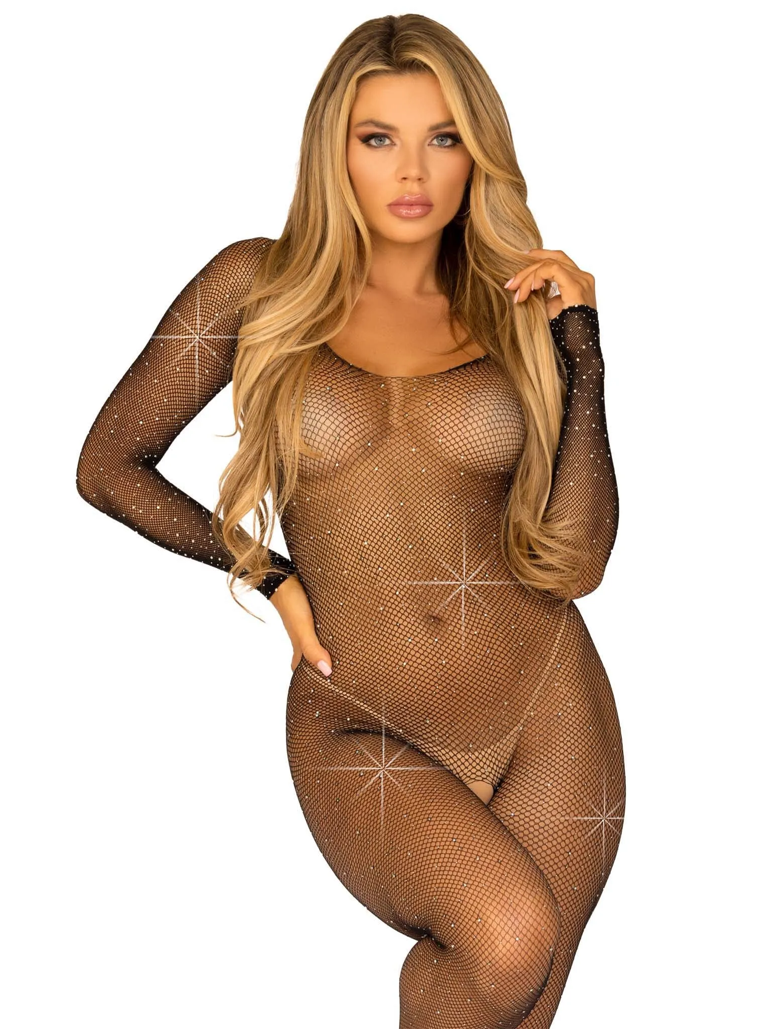 Please Me Rhinestone Bodystocking