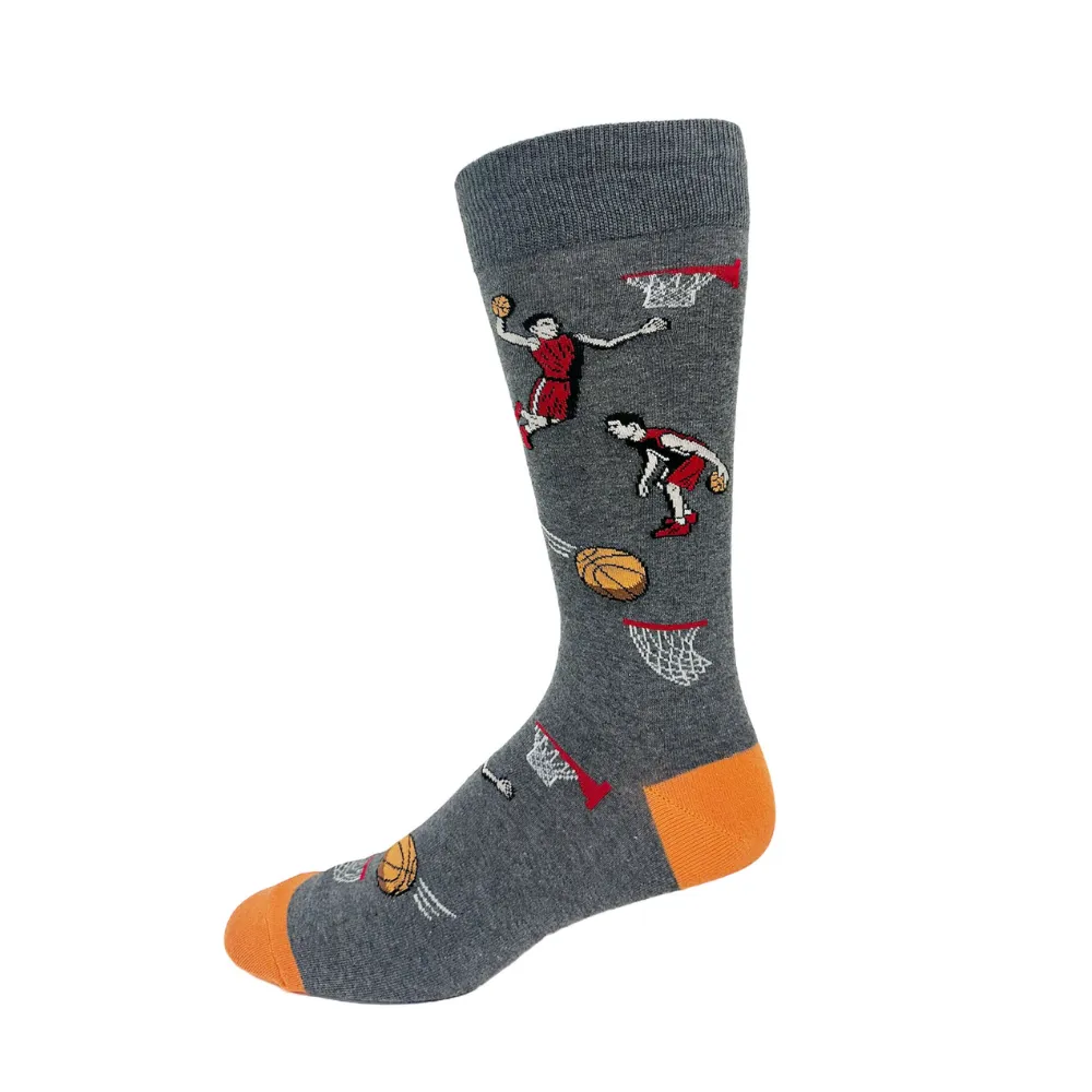 "Basketball" Cotton Socks by Crazy Toes - Large