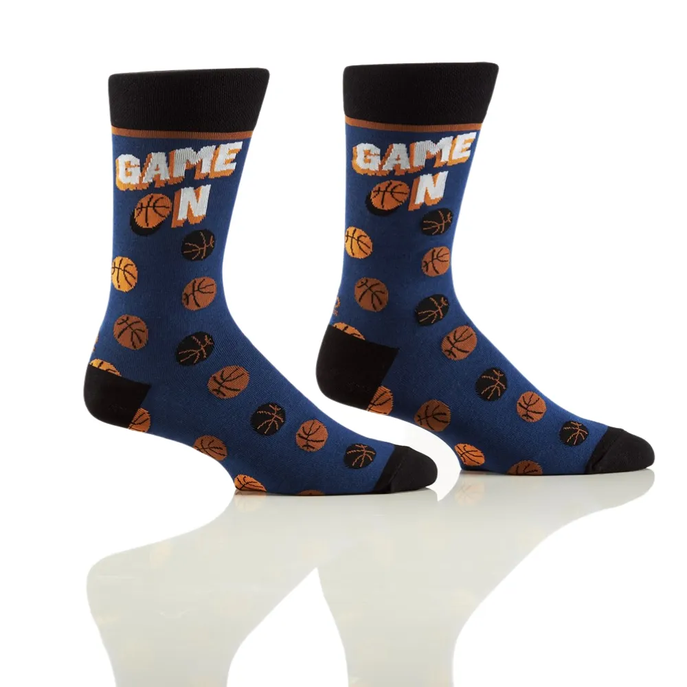 "Game On" Cotton Dress Crew Socks by YO Sox - Large