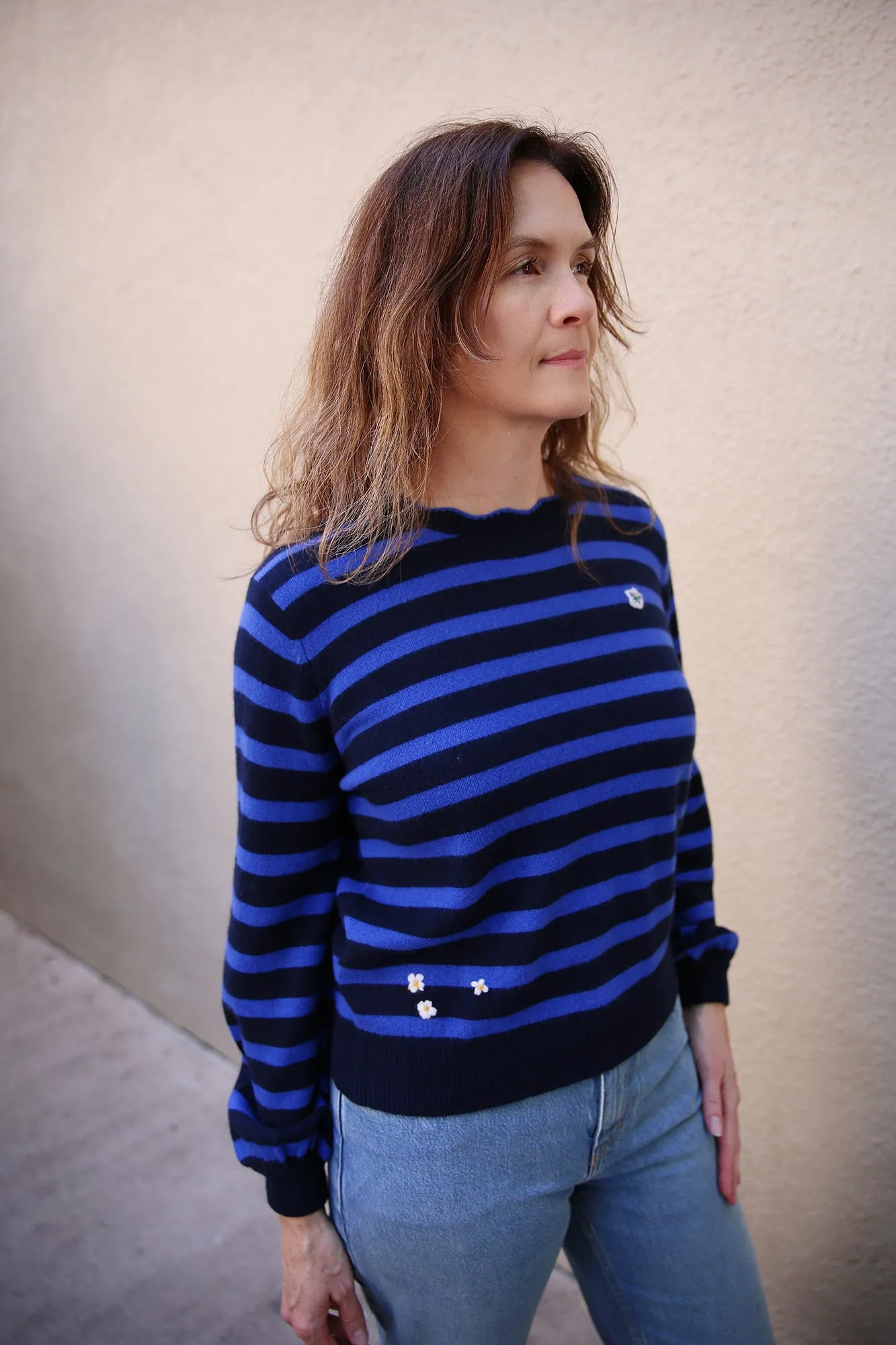 Ryann Sweater Navy Blue Stripe