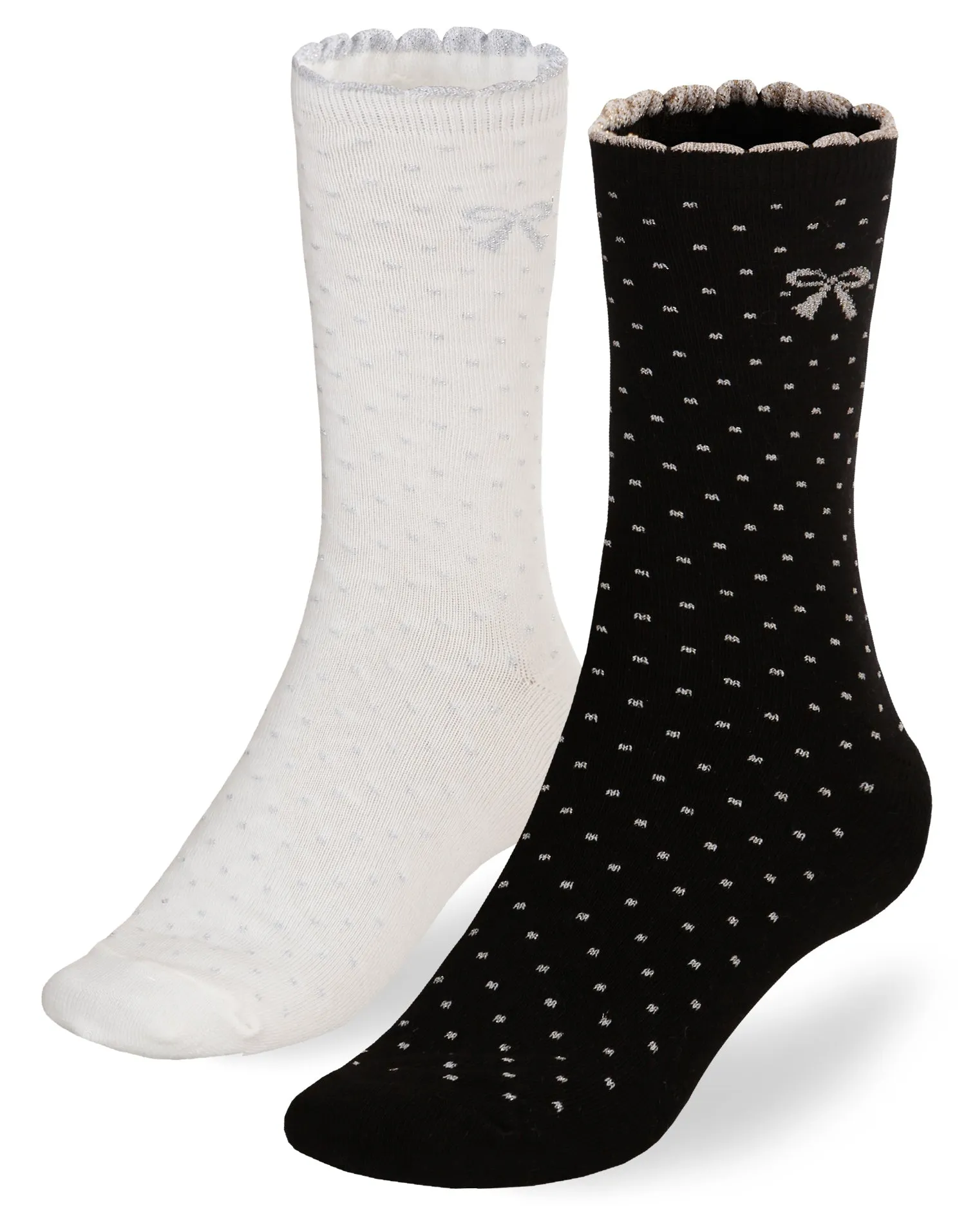 Socksmile Women's Ladies Value Cotton  Crew Socks 6-pack (dot & ribbon) ( WSS0122547_6C07)