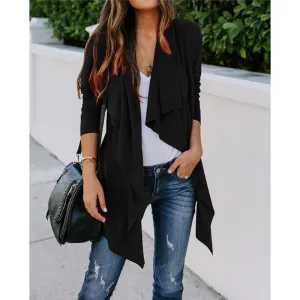 Solid Asymmetrical Hem Cardigan