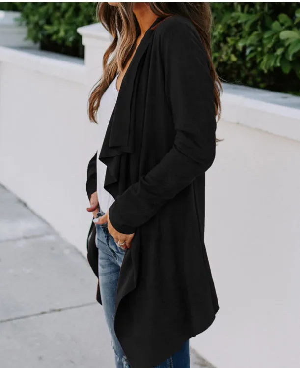 Solid Asymmetrical Hem Cardigan