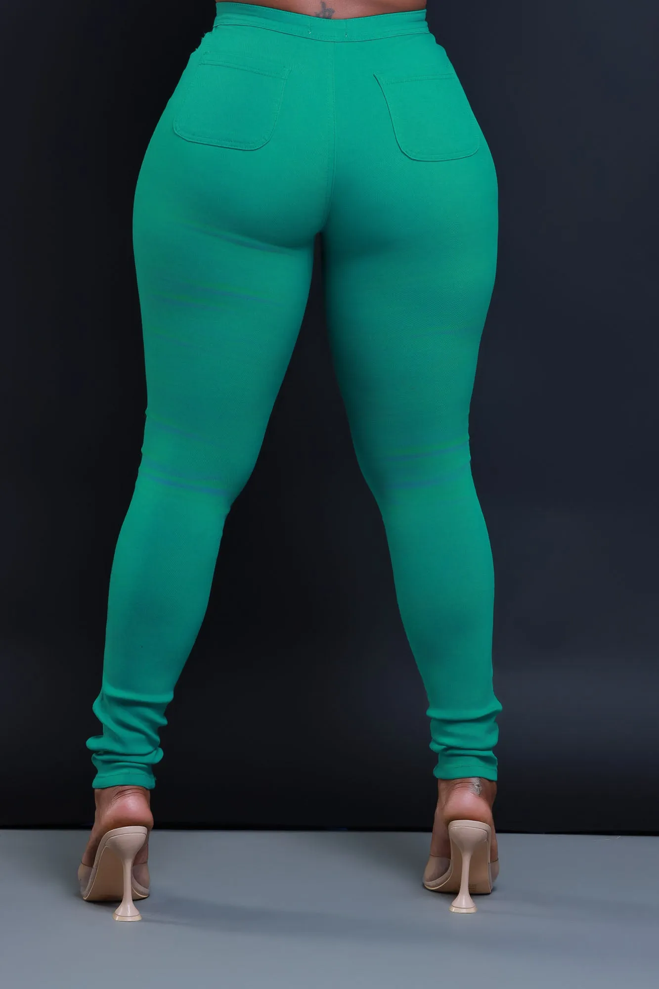 Super Swank High Waist Stretchy Jeans - Jade