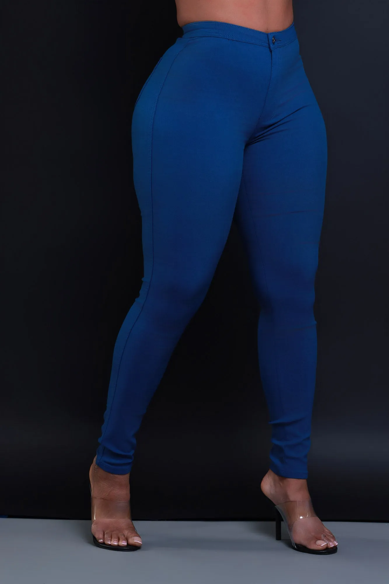 Super Swank High Waist Stretchy Jeans - Ocean Blue