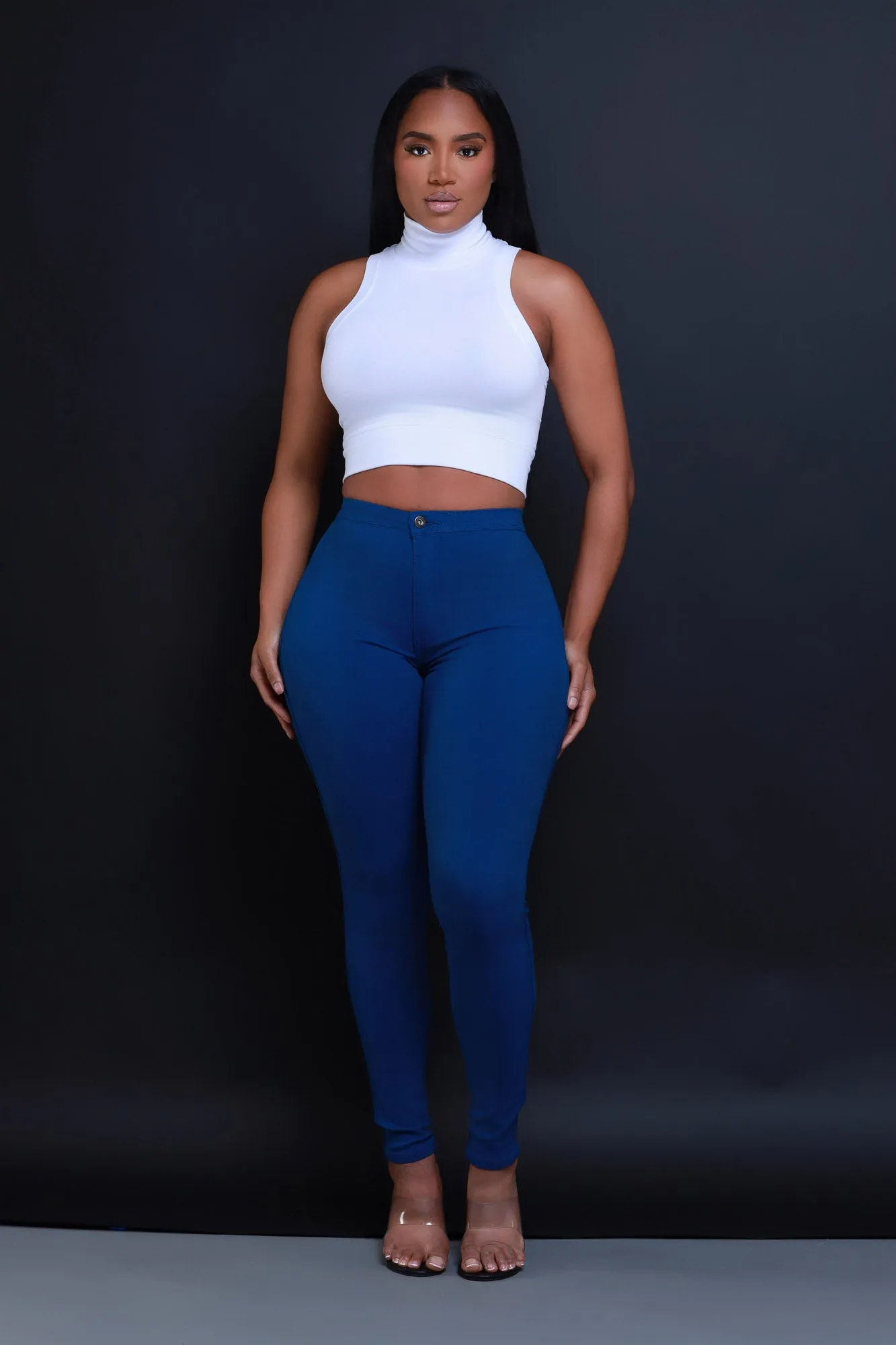 Super Swank High Waist Stretchy Jeans - Ocean Blue