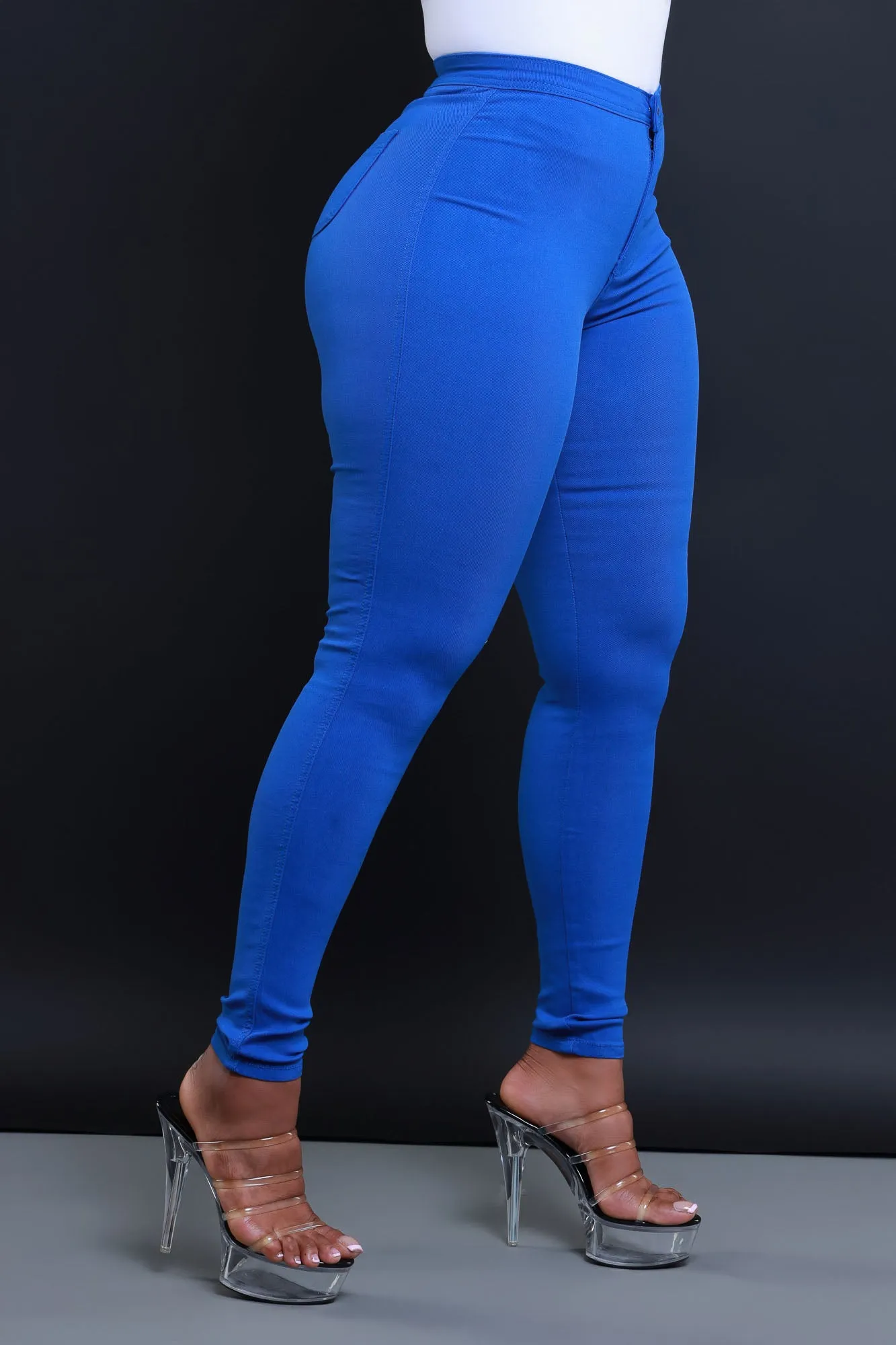 Super Swank High Waist Stretchy Jeans - Royal Blue