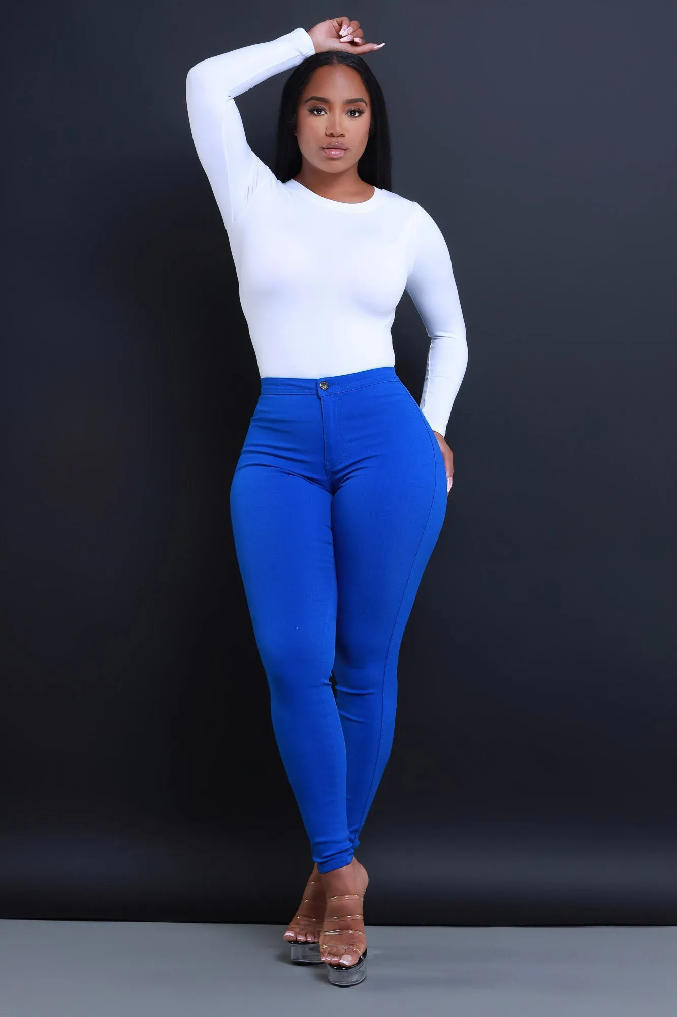 Super Swank High Waist Stretchy Jeans - Royal Blue