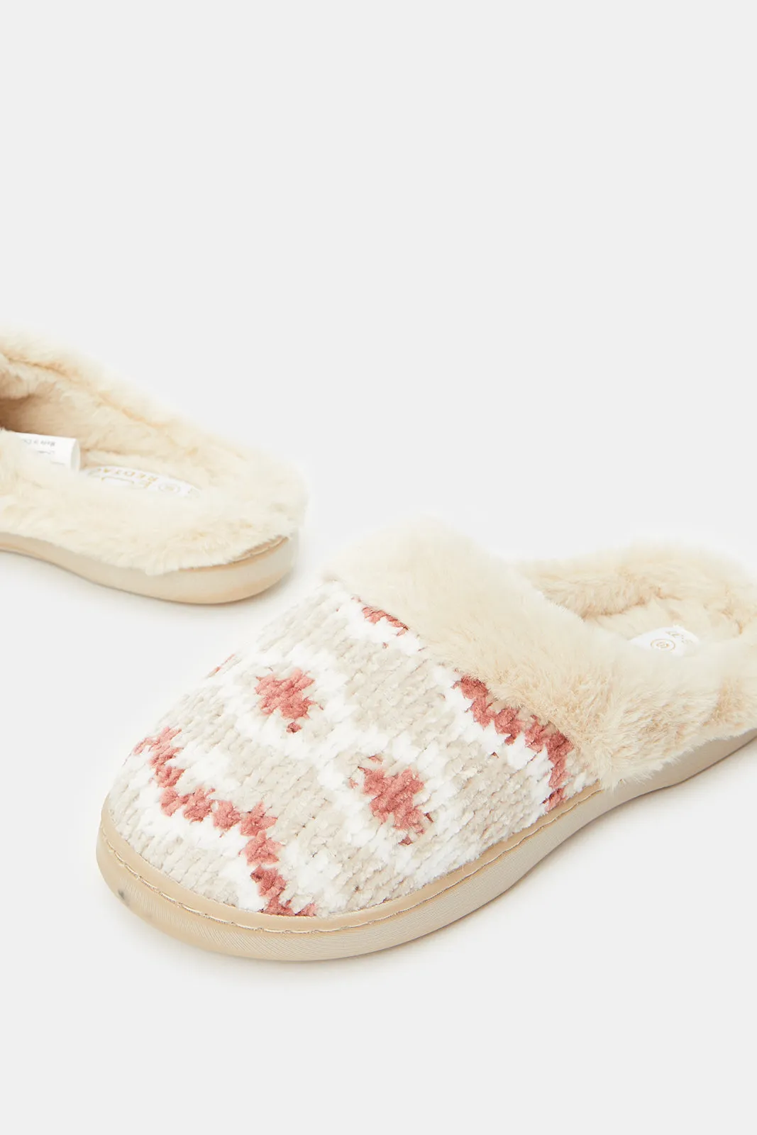 Women Beige Chenille Slipper