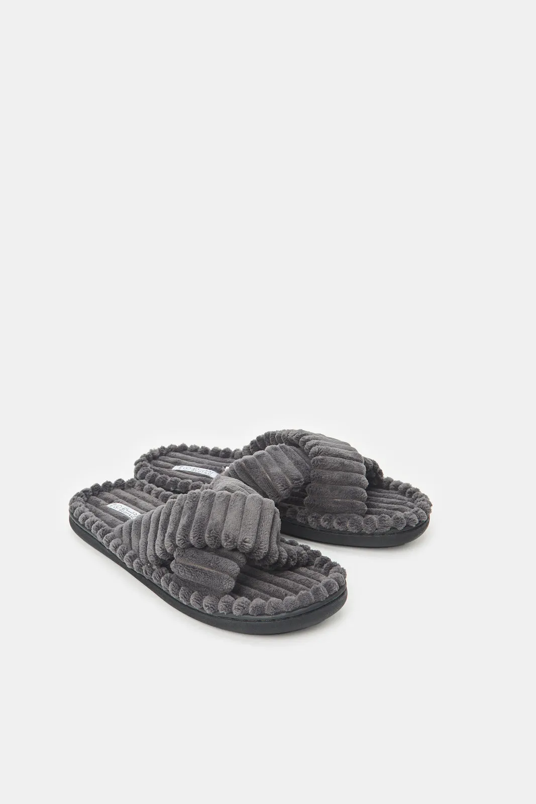 Women Charcoal Cross Over Slipper