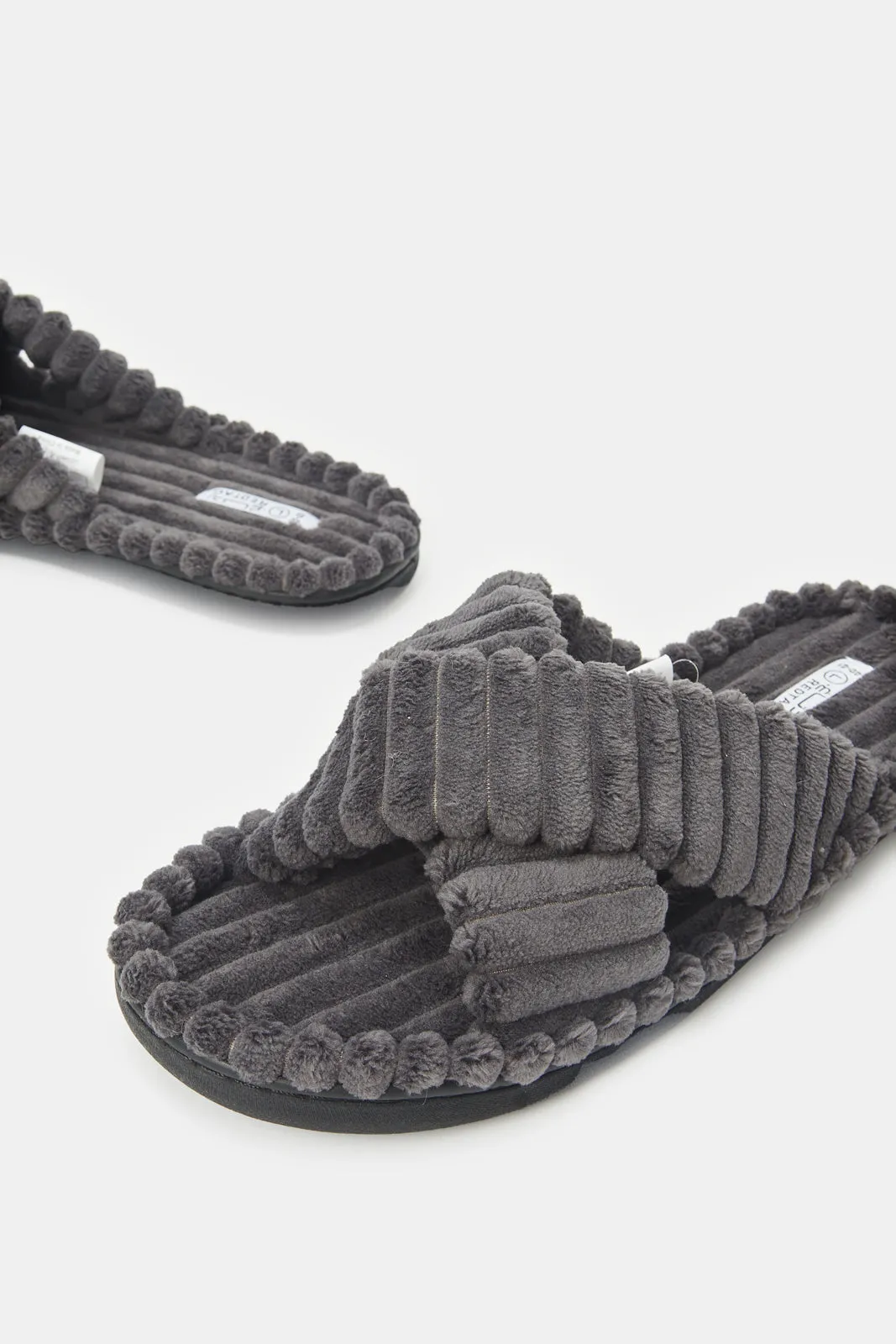 Women Charcoal Cross Over Slipper