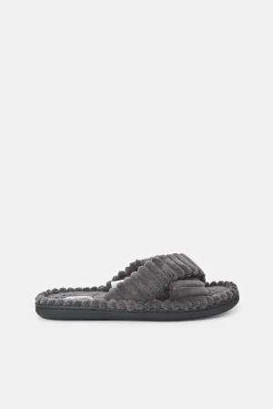 Women Charcoal Cross Over Slipper