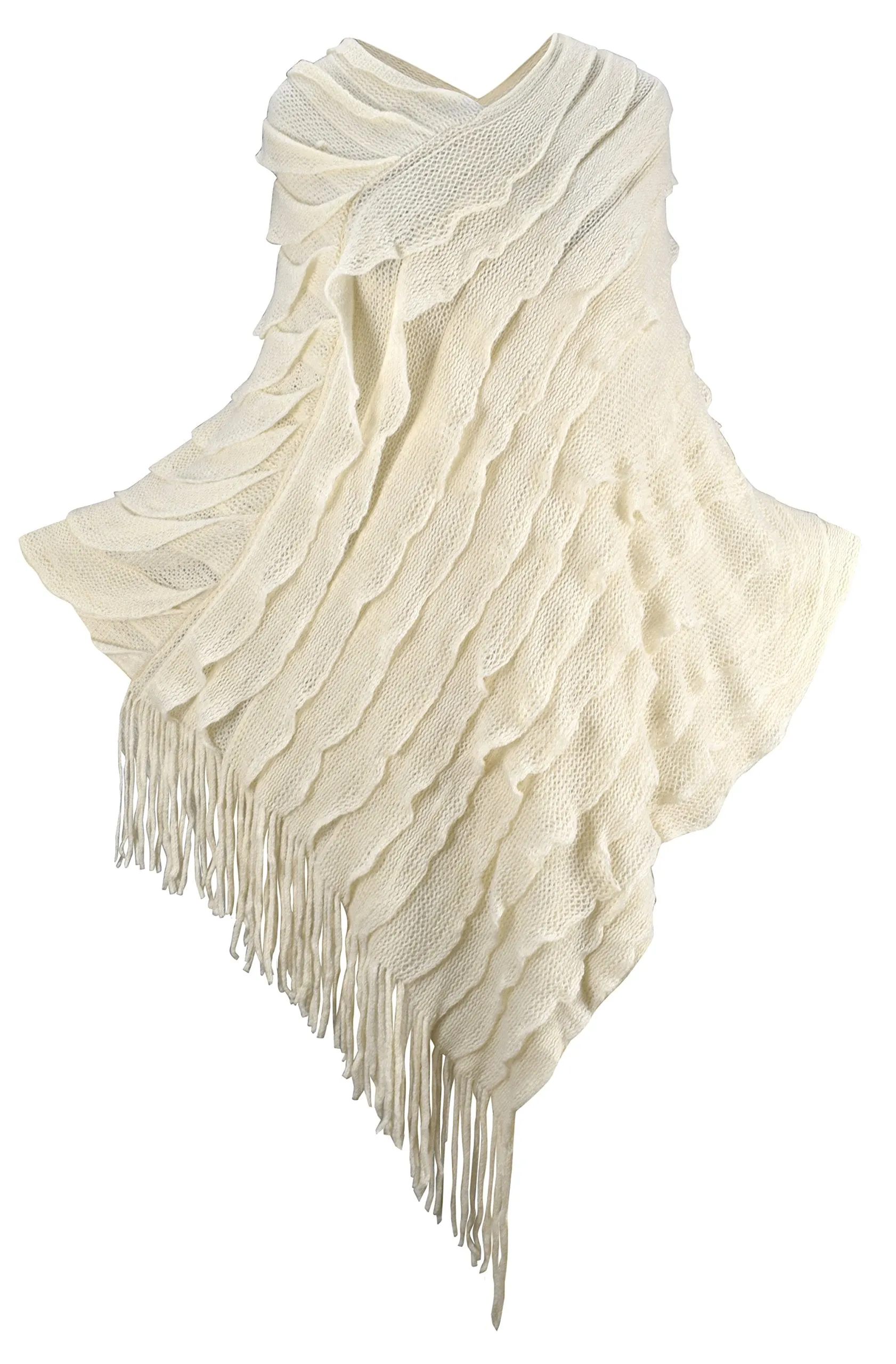 Women's Ruffle with Fringe Poncho